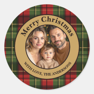 Adesivo Vermelho E Verde Xadrez Natal Foto Personalizada d
