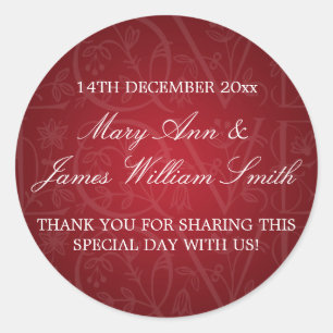 Adesivo Vermelho elegante do Flourish do amor do Tag do