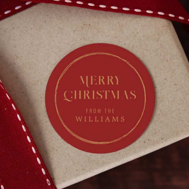 Adesivo Vermelho Elegante e Dourado Natal (Criador carregado)