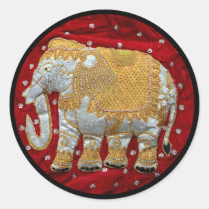 Adesivo Vermelho Embellished e ouro do elefante indiano