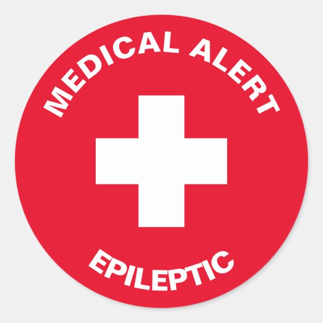 Adesivo Vermelho Epiléptico de Alerta Médico Personalizado (Frente)