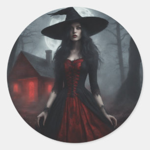 Adesivo Vermelho escarlate e bruxa mal-humorada de preto n
