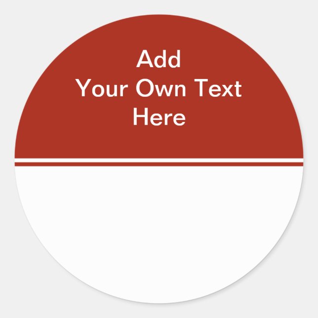 Adesivo Vermelho Escuro com área branca e texto. (Frente)