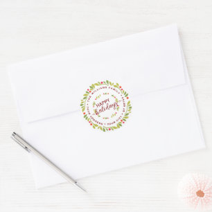 Adesivo Vermelho Escuro Personalizado Holly Berries Verde