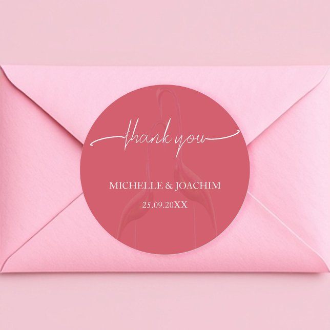 Adesivo Vermelho Flamingo Coral Moderno Elegante (Criador carregado)