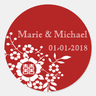 Adesivo Vermelho ・ Flores Cortadas de Papel ・ Felicidade D