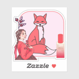 Adesivo Vermelho Hanbok, Raposa & Arte de Fundação com Aca
