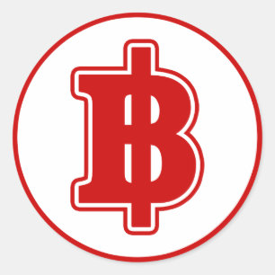 Adesivo VERMELHO SINAL BAHT ฿ Moeda Tailandesa ฿