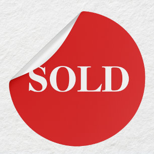 Adesivo Vermelho SOLD Label Negrito Negócios