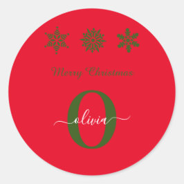 Adesivo Vermelho Verde Branco Monograma Letra Merry Christ