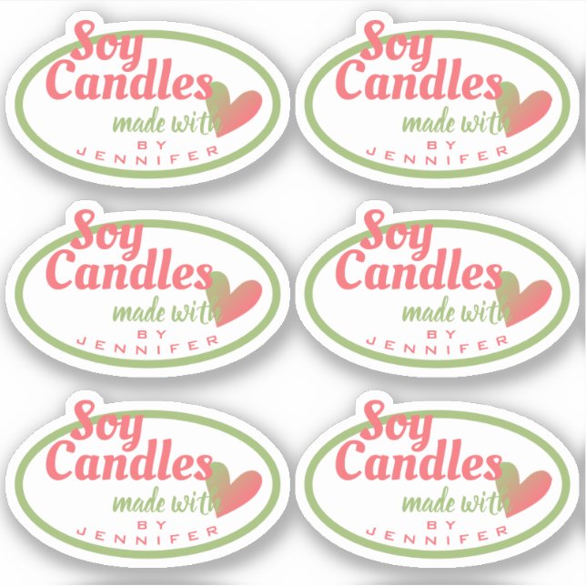 Adesivo Vermelho Verde Vintage feito com velas de soja car (Frente)