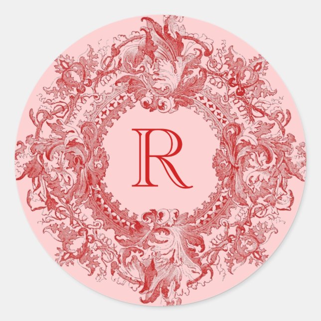 Adesivo Vermelhos Flourados do Ornamentado Vintage (Frente)