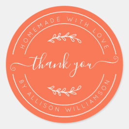 Adesivo Vermillion Orange Homemade Thank You Label
