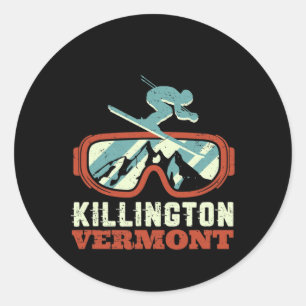 Adesivo Vermont Snow Mountain Vintage Retro Skiing E Sno