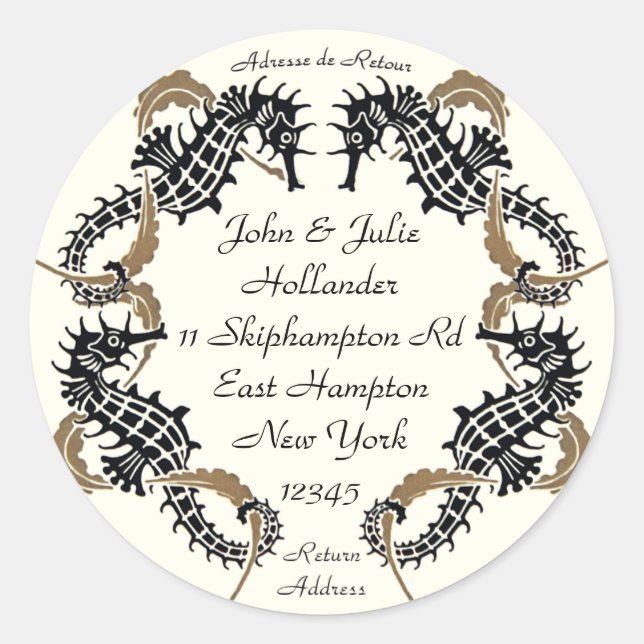 Adesivo Verneuil Art Nouveau Seacavalo Rótulos de Endereço (Frente)