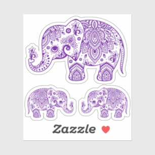 Adesivo Verniz floral de elefante roxo