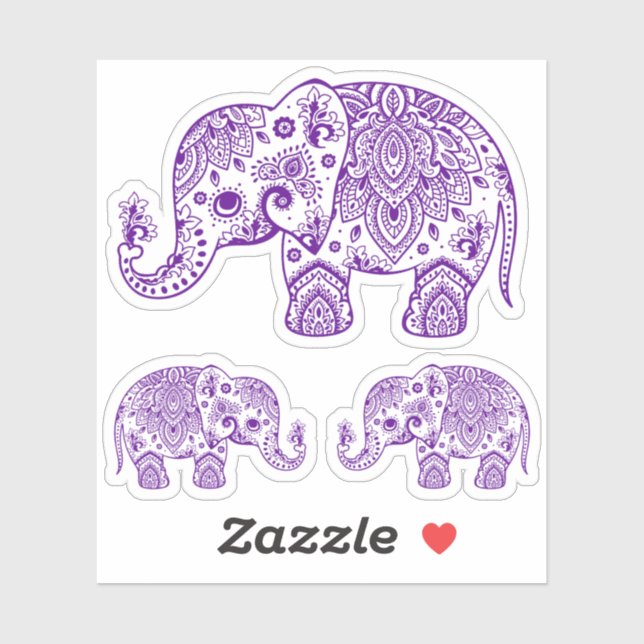 Adesivo Verniz floral de elefante roxo (Folha)