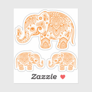 Adesivo Verniz floral do elefante laranja