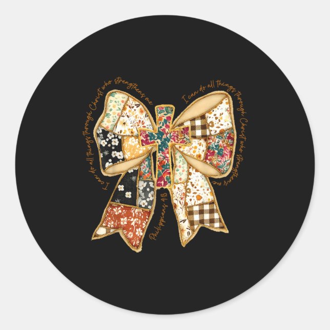 Adesivo Verse Bible Coquette Christian Jesus Bow Patchwork (Frente)