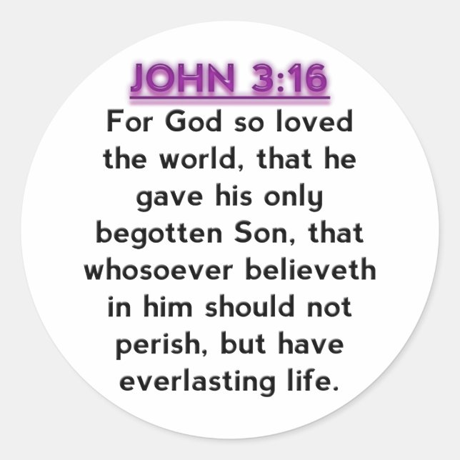 Adesivo Versos de bíblia - John 3.16 KJV (Frente)