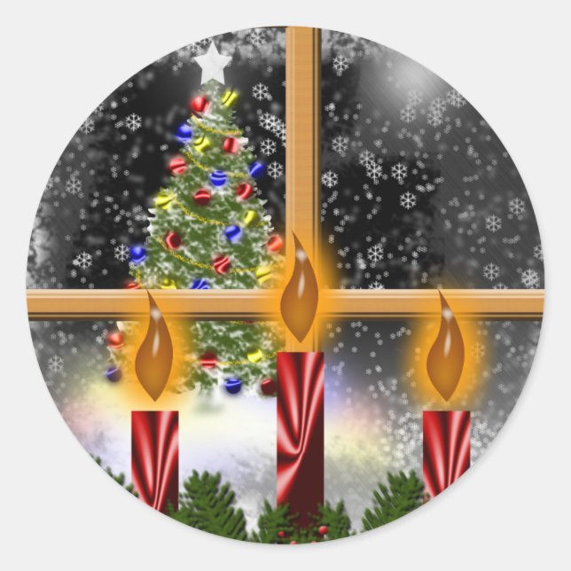 Adesivo Véspera de Natal Cartões de férias (Frente)