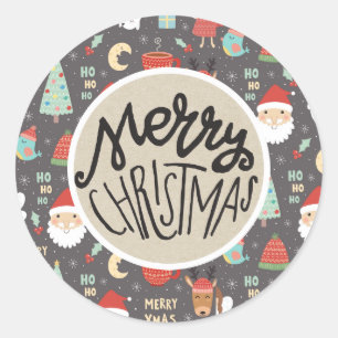 Adesivo Véspera de Natal Feliz Papai Noel Rústico Favor de
