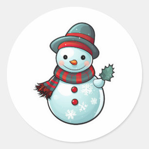 Adesivo Vestido com um bonitinho Snowman segurando uma fol