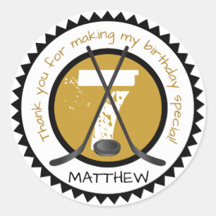 Adesivo Vestido de Aniversário de Hockey Preto e Dourado