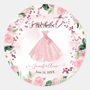 Adesivo Vestido de Aquarela Floral Blush Rose Gold Sweet 1