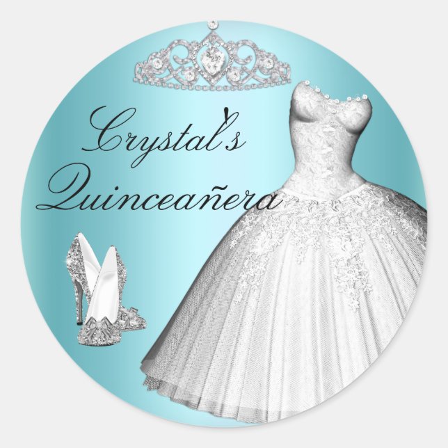 Adesivo Vestido de brilho e calcanhares de quinceanera (Frente)