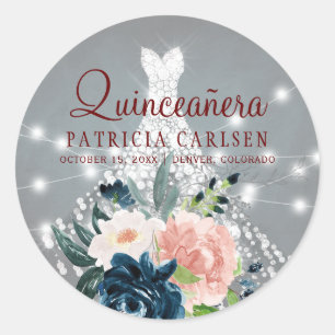 Adesivo Vestido de diamante princesa brilho floral quincea