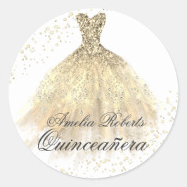 Adesivo Vestido de faísca Dourado Quinceanera