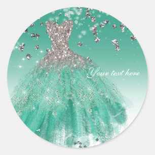 Adesivo Vestido de Glamour Brilho Verde Azul e Prata Anive