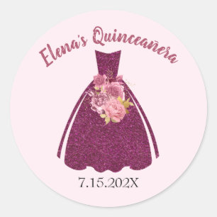Adesivo Vestido de Glitter Moderno de Quinceañera