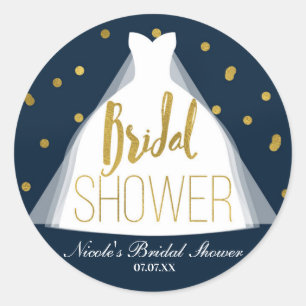 Adesivo Vestido de Noiva Blue & Gold Bridal Shower Confett