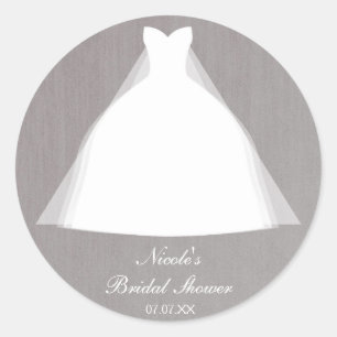 Adesivo Vestido de Noiva Moderno Glamour Chuveiro de Noiva