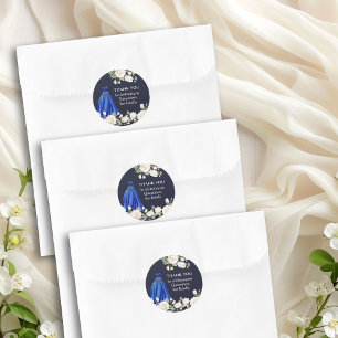 Adesivo Vestido de Princesa Quinceanera Azul Escuro Floral