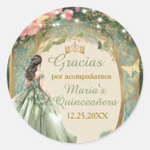 Adesivo Vestido de Princesa Verde Salvia Floresta Dourada 