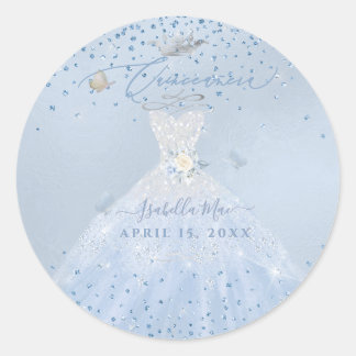 Adesivo Vestido de Quinze Anos Prata com Glitter Azul Poei
