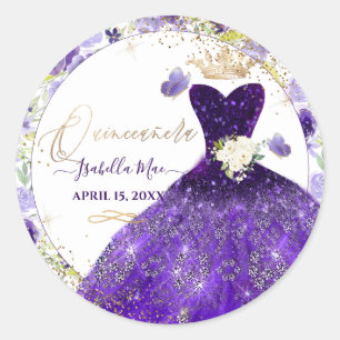 Adesivo Vestido de Quinze Anos Violeta Roxo com Brilho Pix