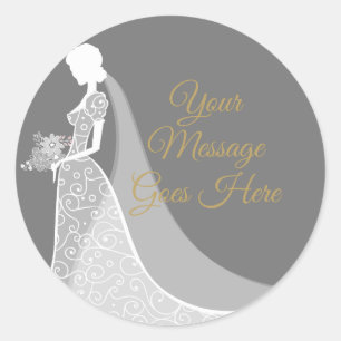 Adesivo Vestido de Renda Elegante Cinza e Branco para Chá 