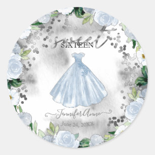 Adesivo Vestido Floral Azul Poento de Sweet 16