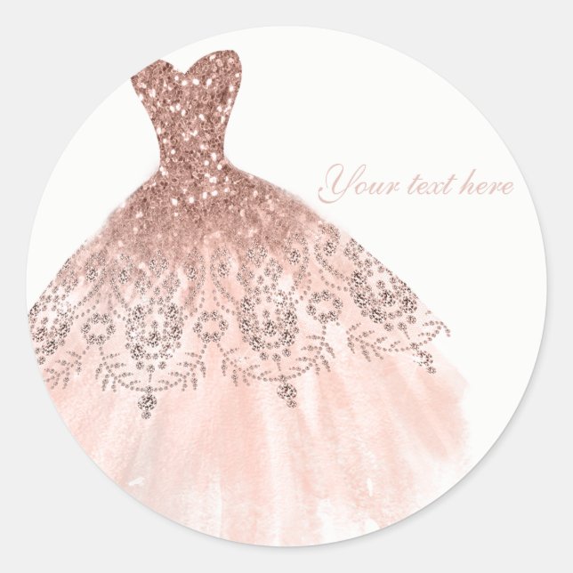 Adesivo Vestido Glamour com Lantejoulas Rosa Peachy Blush  (Frente)