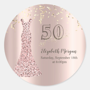 Adesivo Vestido Lantejoulas Rosa Dourado 50º Aniversário