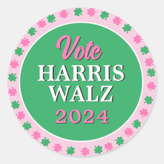 Adesivo Vestido Verde Rosa 2024 Vote Harris Walz