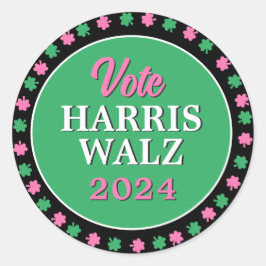 Adesivo Vestido Verde Rosa 2024 Vote Harris Walz
