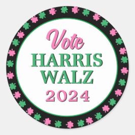 Adesivo Vestido Verde Rosa 2024 Vote Harris Walz