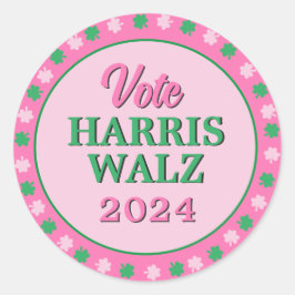 Adesivo Vestido Verde Rosa 2024 Vote Harris Walz