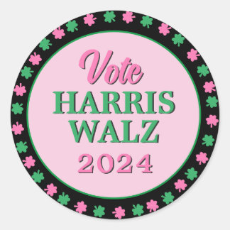 Adesivo Vestido Verde Rosa 2024 Vote Harris Walz