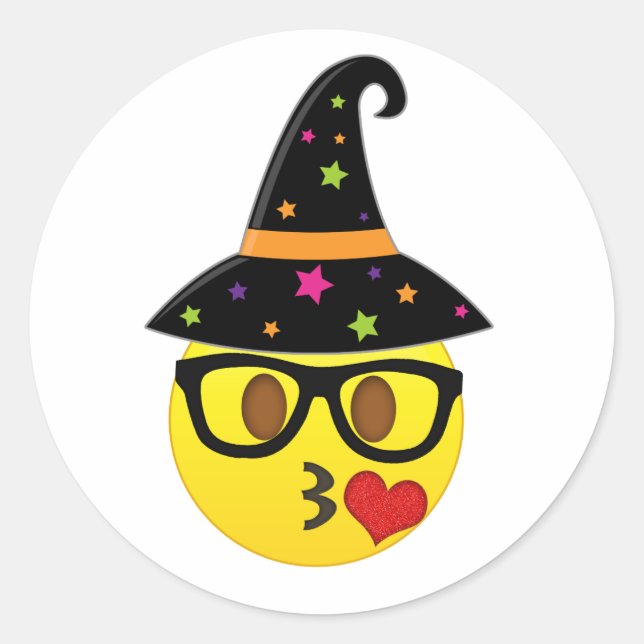 Adesivo Vestidos de bruxas Emoji Halloween para Crianças (Frente)